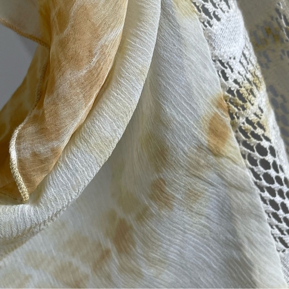 Boho Ethereal Fairy Sheer Tie Dye Floral Lace Crocheted Beach Scarf Wrap Shawl - Picture 13 of 15